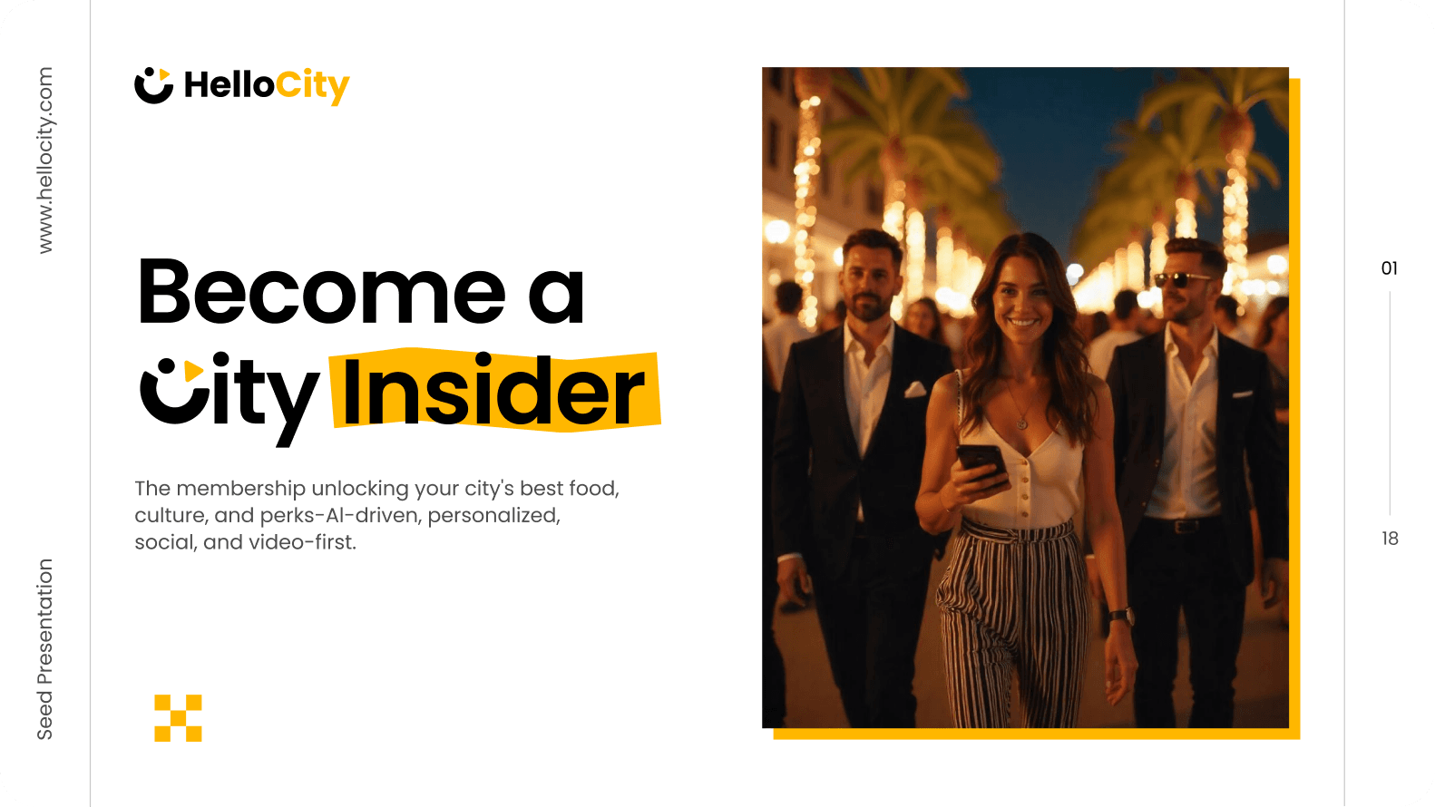 Redesigned HelloCity presentation slide with a clear message and strong visual hierarchy