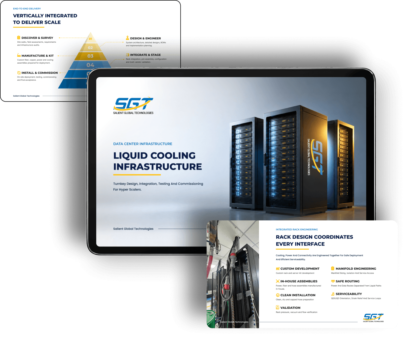 Corporate presentation shown on a laptop with supporting business slides